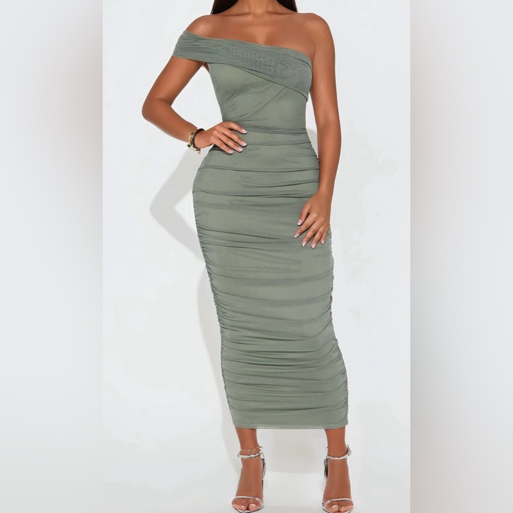 Real Legacy Mesh Midi Dress - Olive